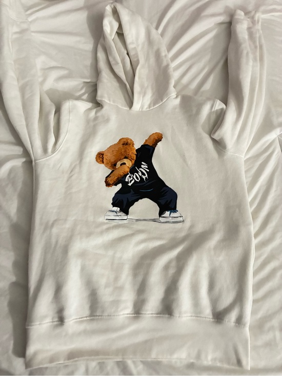 Ralph Lauren Sweaters - Kids White Hoodie with Dabbing Bear Graphic